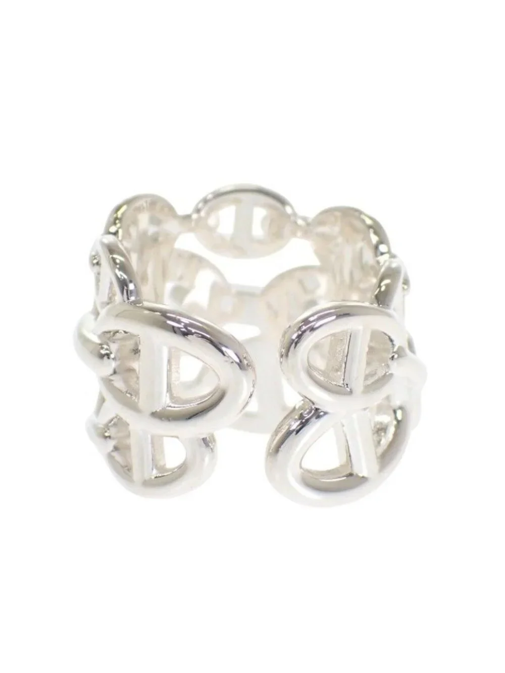 Hermes Chaine D'Ancre Enchainee Stamp Ring 925 Sterling Silver
